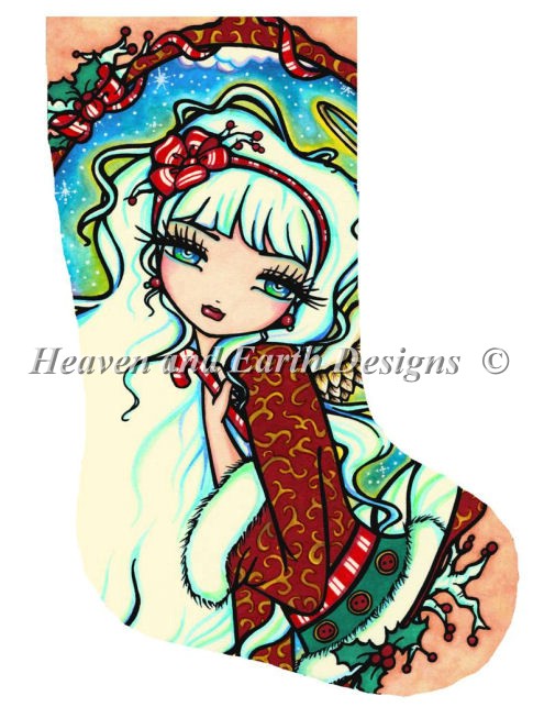 Stocking Candy Cane Angel - Click Image to Close